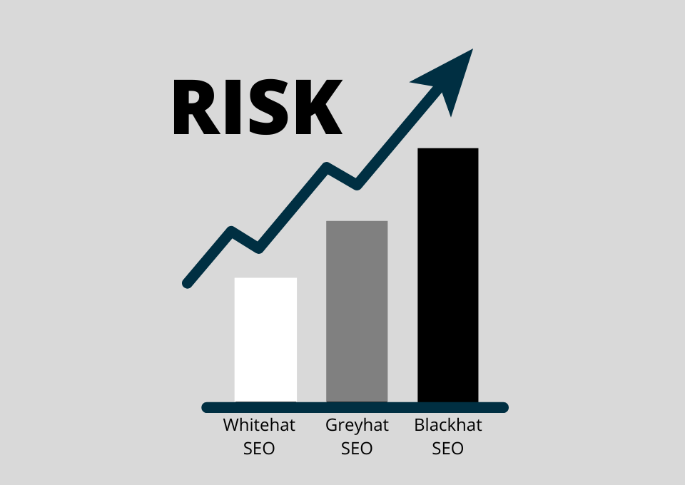 risk of whitehat seo greyhat seo and blackhat seo