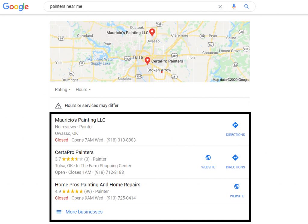 google map pack listings